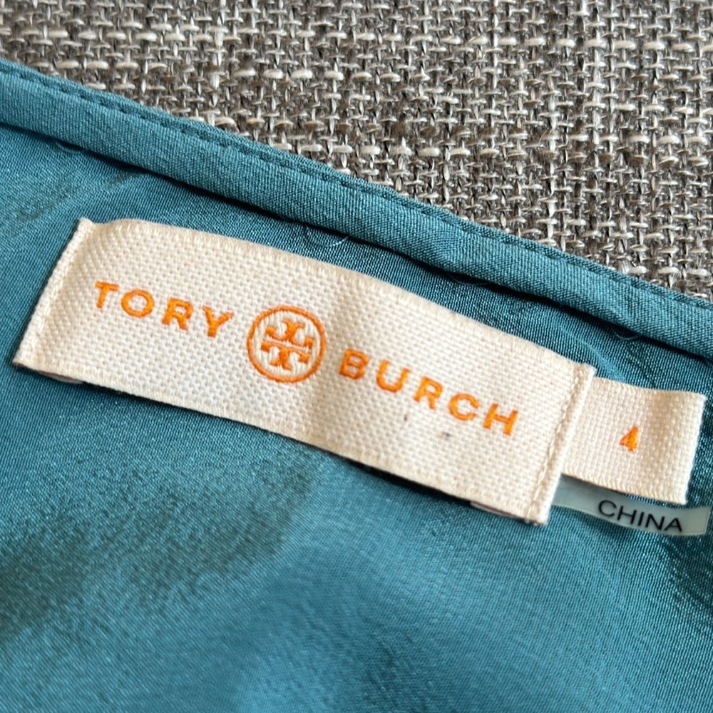 Tory Burch Womens Sleeveless Ruffle Trim Blouse Top Blue Size 4 Round Ne… - Picture 11 of 12